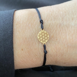 Armband  Blume des Lebens 925 vergoldetes Silber Makramee