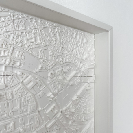 3D-Druck City Map mit Objektrahmen für Wandmontage