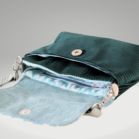 kleine Umhängetasche Damen/grüne Cord Tasche/Clutch/Handtasche