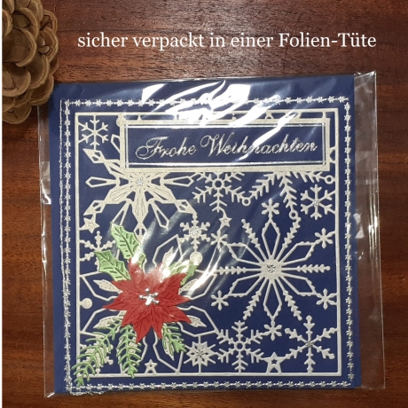 Weihnachtskarte frohe Weihnachten Festtags-Karte Blau-Silber 