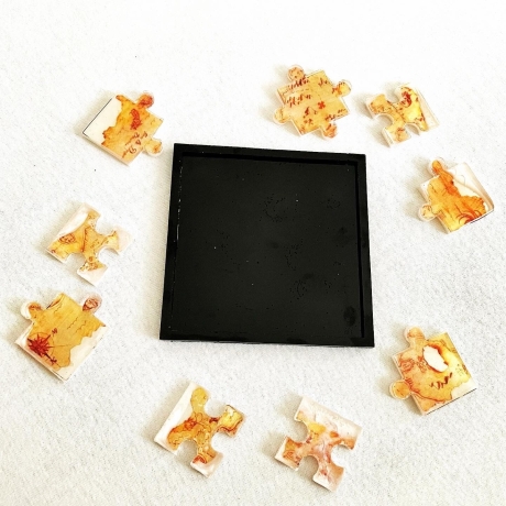 Silikonform 9er Puzzle Form 10cmx10cmx4mm mit Puzzle Untersetzer