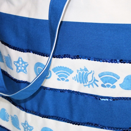 große Strandtasche -blau weiß gestreifte Badetasche Damen-maritim
