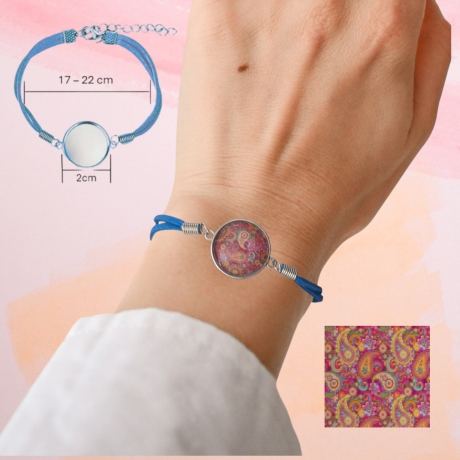 Elegantes Armband Blau Größenverstellbar mit Motivstein