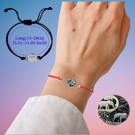 Dünnes Armband mit Motivstein rot