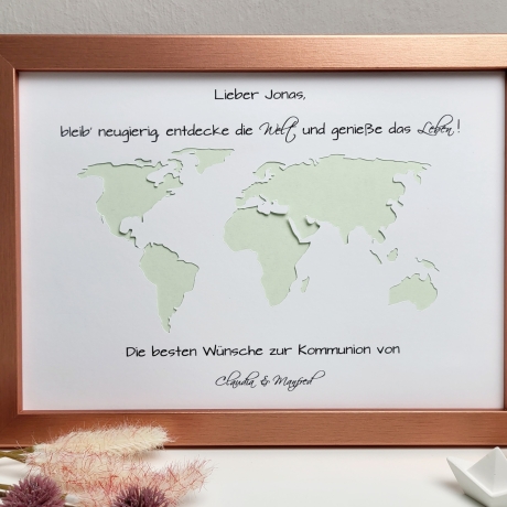 personalisiertes Geldgeschenk - Weltkarte - zur Konfirmation