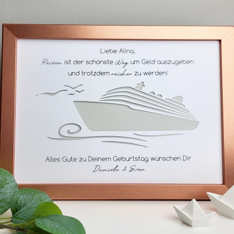 personalisiertes Geldgeschenk zum Geburtstag - Motiv Kreuzfahrt