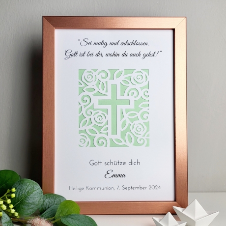 personalisiertes Geldgeschenk - Blumenkreuz - zur Kommunion