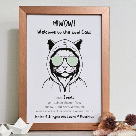 personalisiertes Geldgeschenk zur Jugendweihe - Motiv Cool Cats