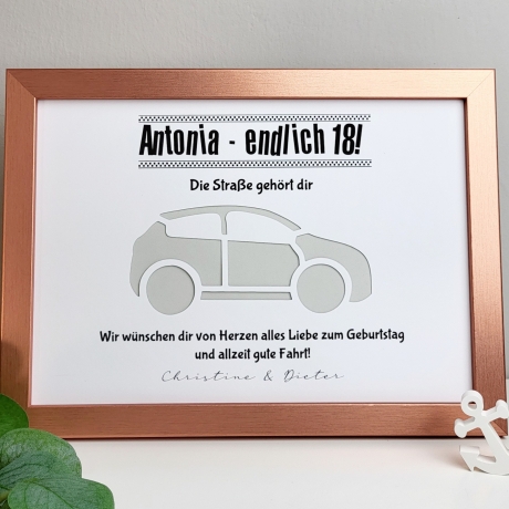 personalisiertes Geldgeschenk zum Geburtstag - Motiv Auto