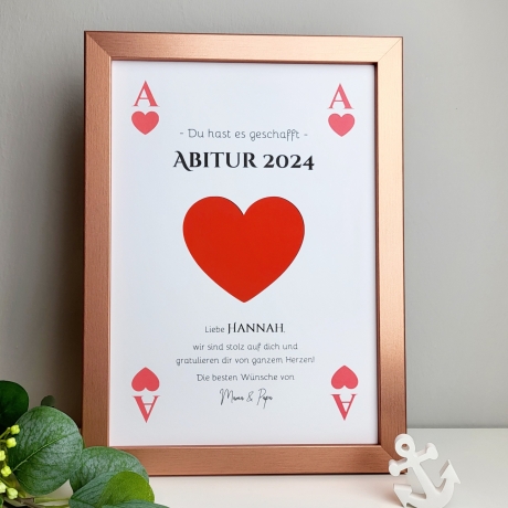 personalisiertes Geldgeschenk zum Abitur | ABI - Motiv Herz Ass