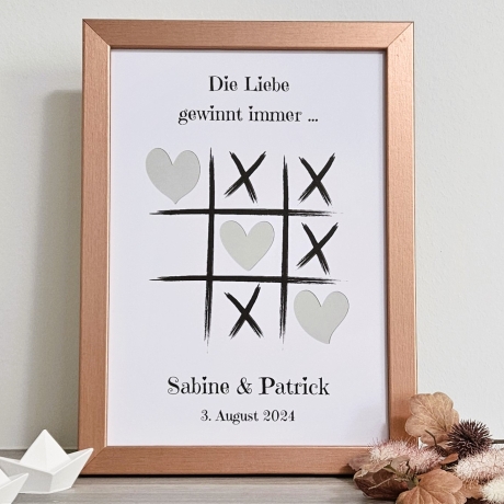 personalisiertes Geldgeschenk - Tic Tac Toe - zur Hochzeit