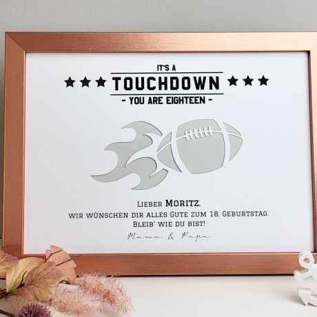 personalisiertes Geldgeschenk zum Geburtstag - Motiv Touchdown