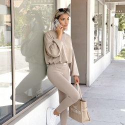 Beiger 2-Teiler Jogger Anzug Jogpants & Pullover XS/S & M/L