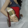 Handtasche Oversized Clutch grün rot Unikat Satin Upcycling 