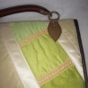 Handtasche Oversized Clutch grün rot Unikat Satin Upcycling 