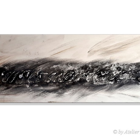 MK1 Art Bild Leinwand Abstrakt Kunst Malerei Acrylbild schwarz