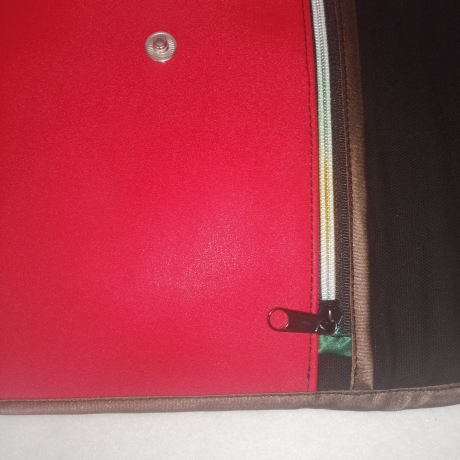 Handtasche Oversized Clutch grün rot Unikat Satin Upcycling 
