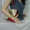 Handtasche Oversized Clutch grün rot Unikat Satin Upcycling 