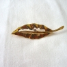 Vintage Brosche Blattbrosche mit Strass aus den 70er Jahren