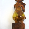 Vintage Holzlöffellicht Wanddekoration aus den 70er Jahren