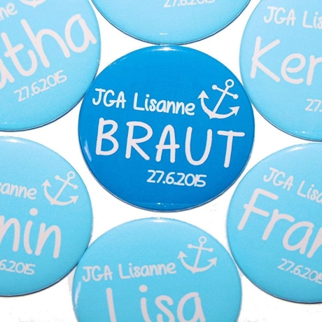 Buttons JGA Set groß 50mm 10 Stück personalisiert Anker