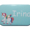 Namensschild Name personalisiert eckig Button Einhorn