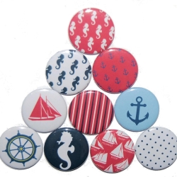 10 x Kühlschrankmagnet Magnetset 50mm rund Anker maritim