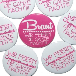 Buttons JGA Set Junggesellenabschied groß 50mm 10 Stück Braut