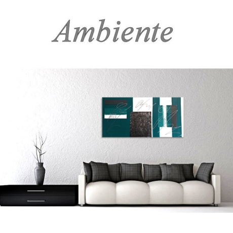 MK1 Art Bild Leinwand Abstrakt Kunst Malerei Acrylbild Türkis