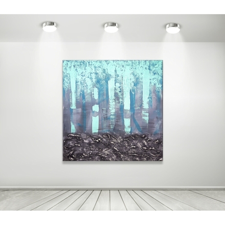 MK1 Art Bild Leinwand Abstrakt Kunst Malerei Acrylbild türkis 3D