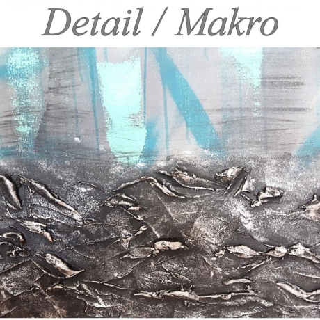 MK1 Art Bild Leinwand Abstrakt Kunst Malerei Acrylbild türkis 3D