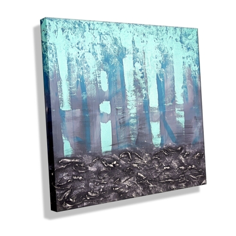 MK1 Art Bild Leinwand Abstrakt Kunst Malerei Acrylbild türkis 3D