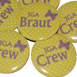 Buttons JGA Set groß 50mm 10 Stück Braut Schmetterling