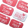 Buttons JGA Set groß eckig 10 Stück personalisiert Herz