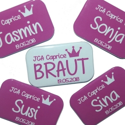 Buttons JGA Set groß eckig 10 Stück personalisiert Krone