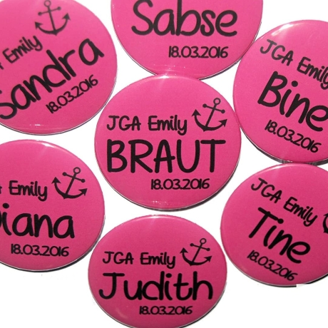 Buttons JGA Set groß 50mm 10 Stück personalisiert Anker