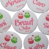 Buttons JGA Set groß 50mm 10 Stück personalisiert Eule