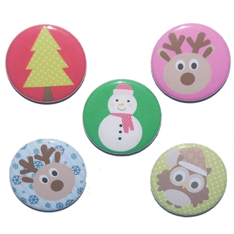 Magnetset Weihnachten Kühlschrankmagnet Größe 50mm rund 5 Stück