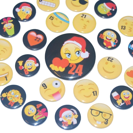 Adventskalenderzahlen Buttons Zahl Adventskalender 24 Set Emoji