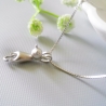 Halskette 925 Sterling Silber mit einem Kätzchen Anhänger 3D Matt