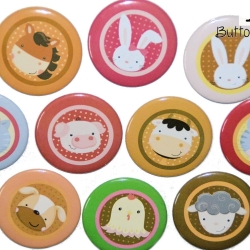 10 x Kühlschrankmagnet Magnetset 50mm rund Tiere Bauernhof