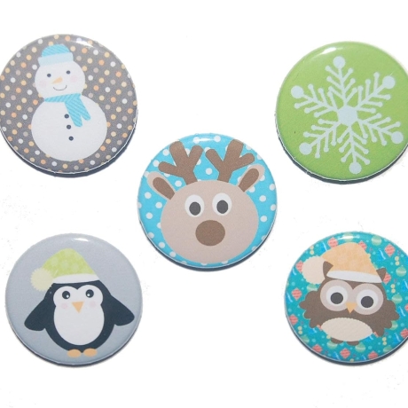 Magnetset Weihnachten Kühlschrankmagnet Größe 50mm rund 5 Stück