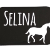 Namensschild Name personalisiert eckig Button Pferd reiten