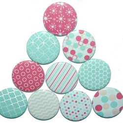 10 x Kühlschrankmagnet Magnetset 50mm rund Muster pastell