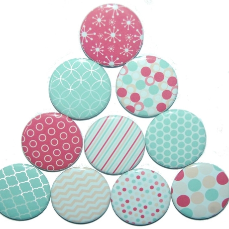 10 x Kühlschrankmagnet Magnetset 50mm rund Muster pastell