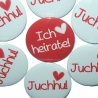 Buttons JGA Junggesellenabschied Set groß 50mm 10 Stück Herz