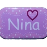 Namensschild Name personalisiert eckig Button Herz