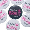 Buttons JGA Set groß 50mm 10 Stück personalisiert Krone
