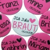 Buttons JGA Set groß 50mm 12 Stück personalisiert Herz