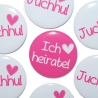 Buttons JGA Junggesellenabschied Set groß 50mm 10 Stück Herz